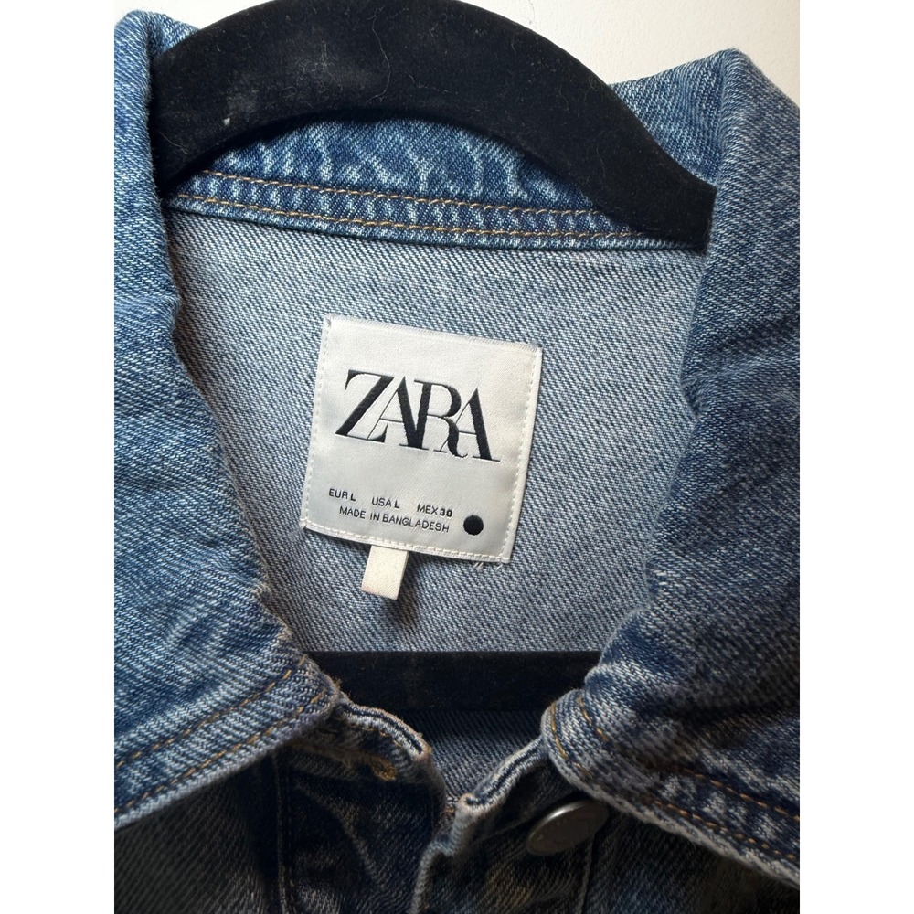 Zara Womens Blue Denim Sleeveless Button Front Belted Midi Dress Large - Picture 4 of 7